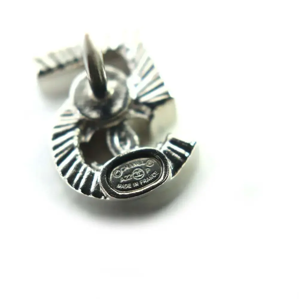 CHANEL Authentic Silver Logo Brooch